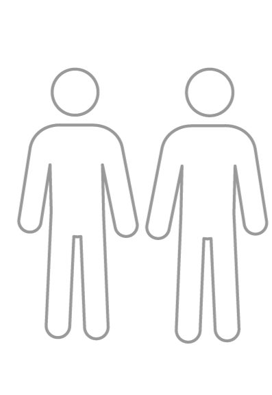 Two gender-neutral human icons standing side by side to reflect couples therapy services.