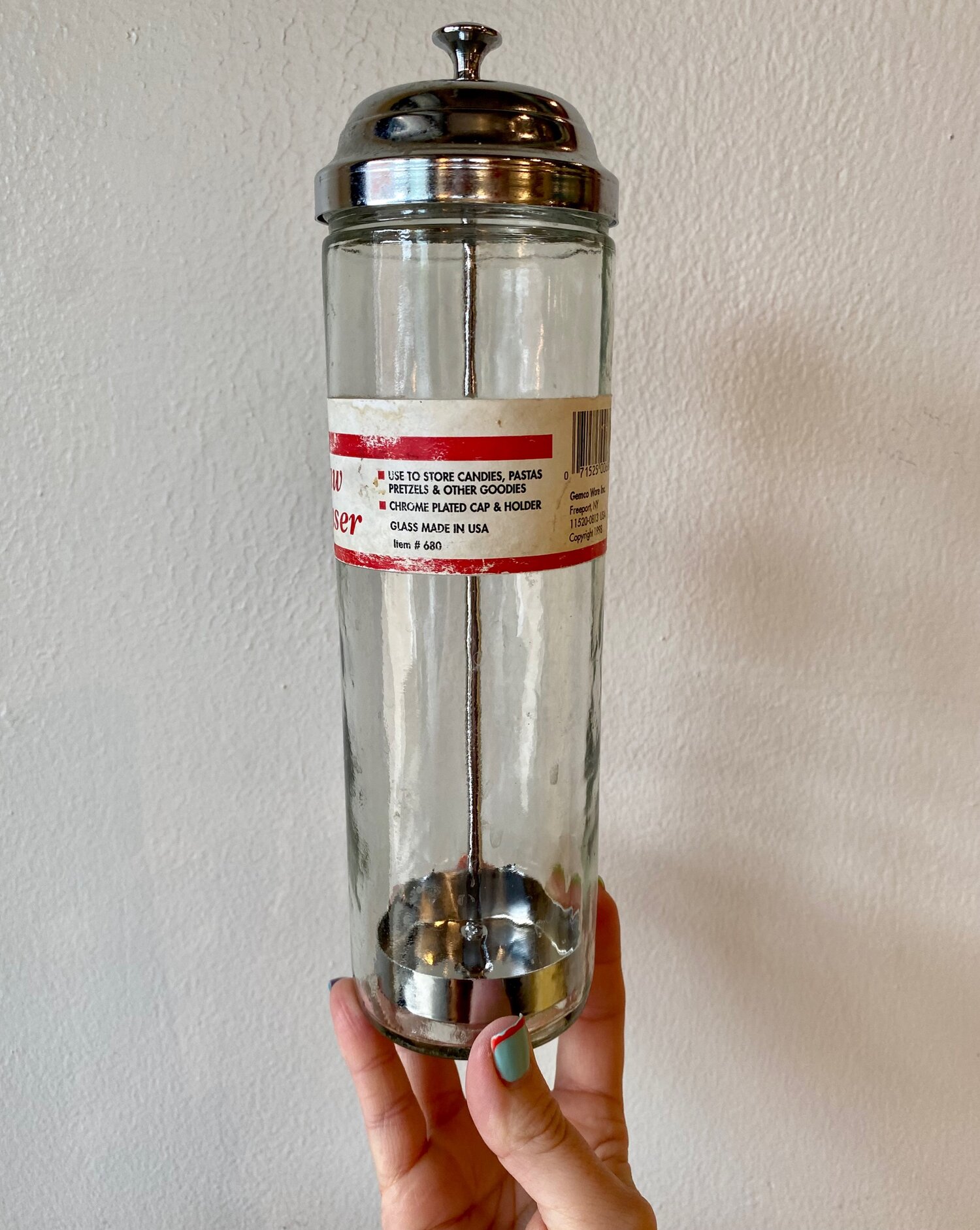 Vintage Glass Straw Dispenser — ARV