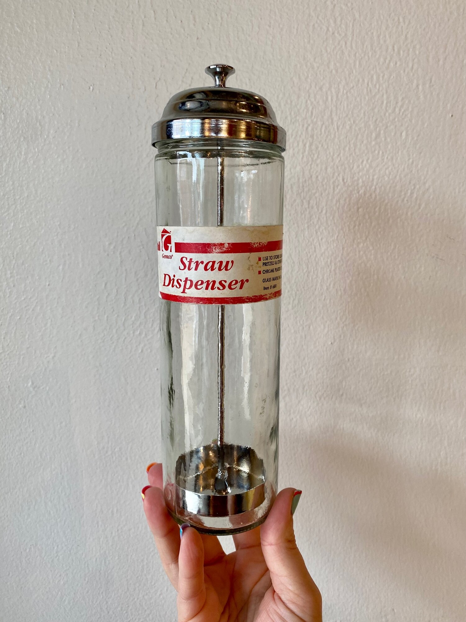 Vintage Glass Straw Dispenser — ARV