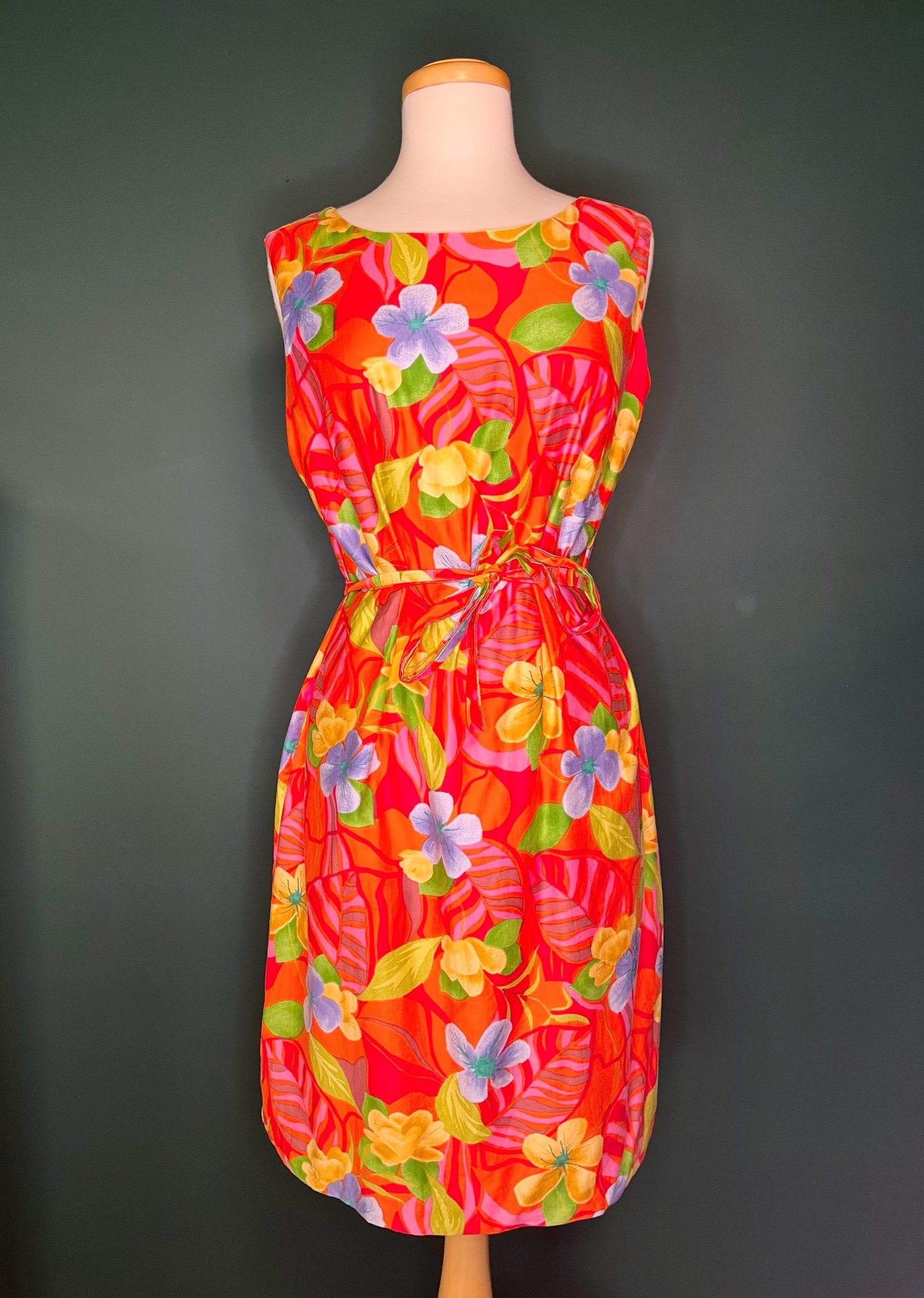 open lace back dress 1960s Royal Hawaiian, Made & Styled in Hawaii Maxi Dress