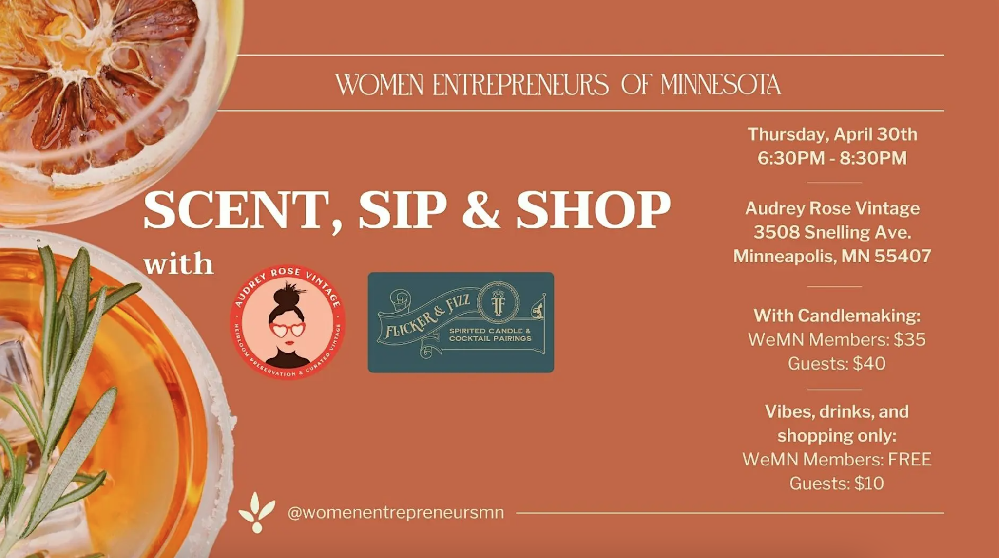 Scent + Sip + Shop with Flicker & Fizz and Audrey Rose Vintage