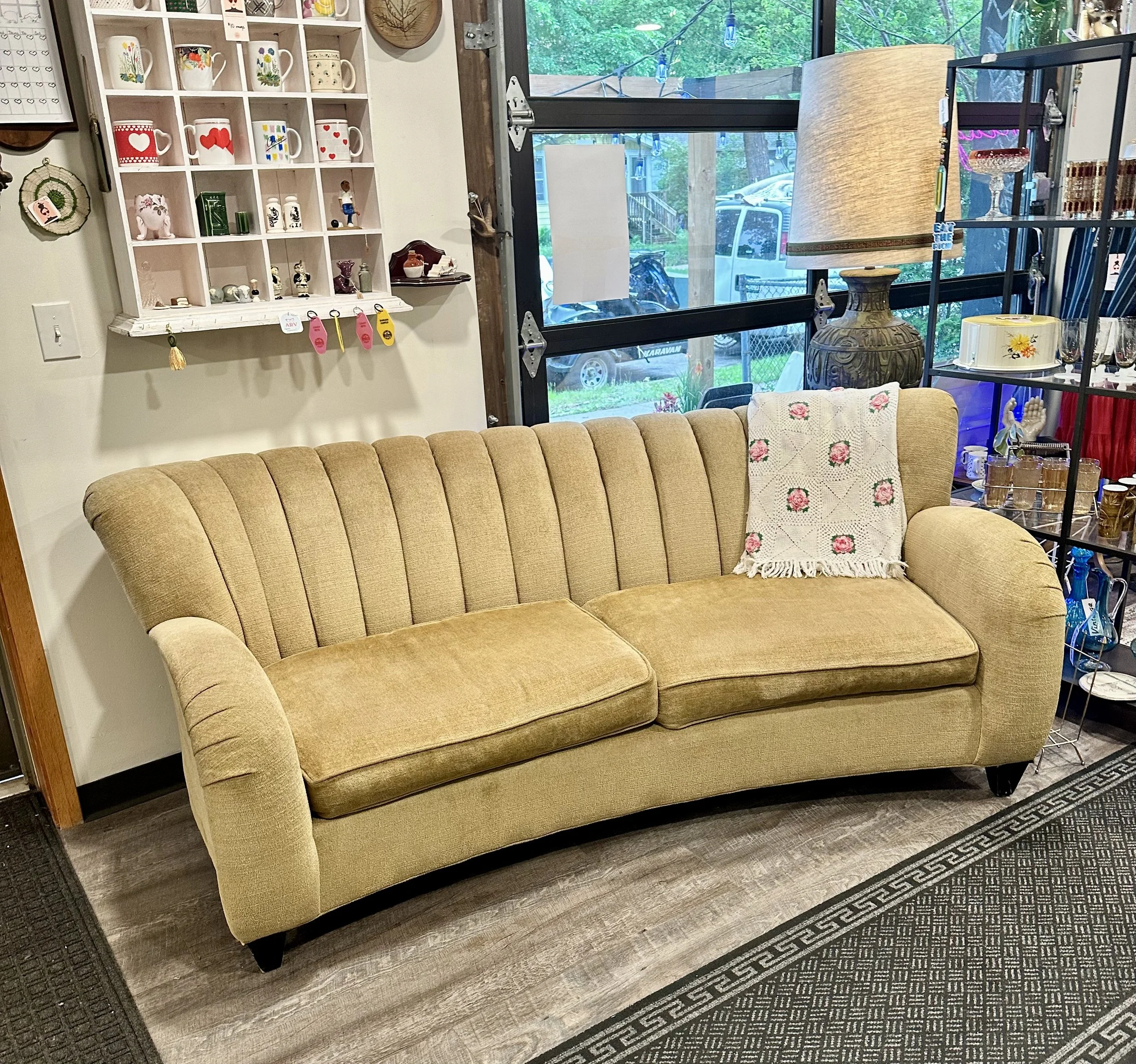 Vintage Creamy Curved Couch