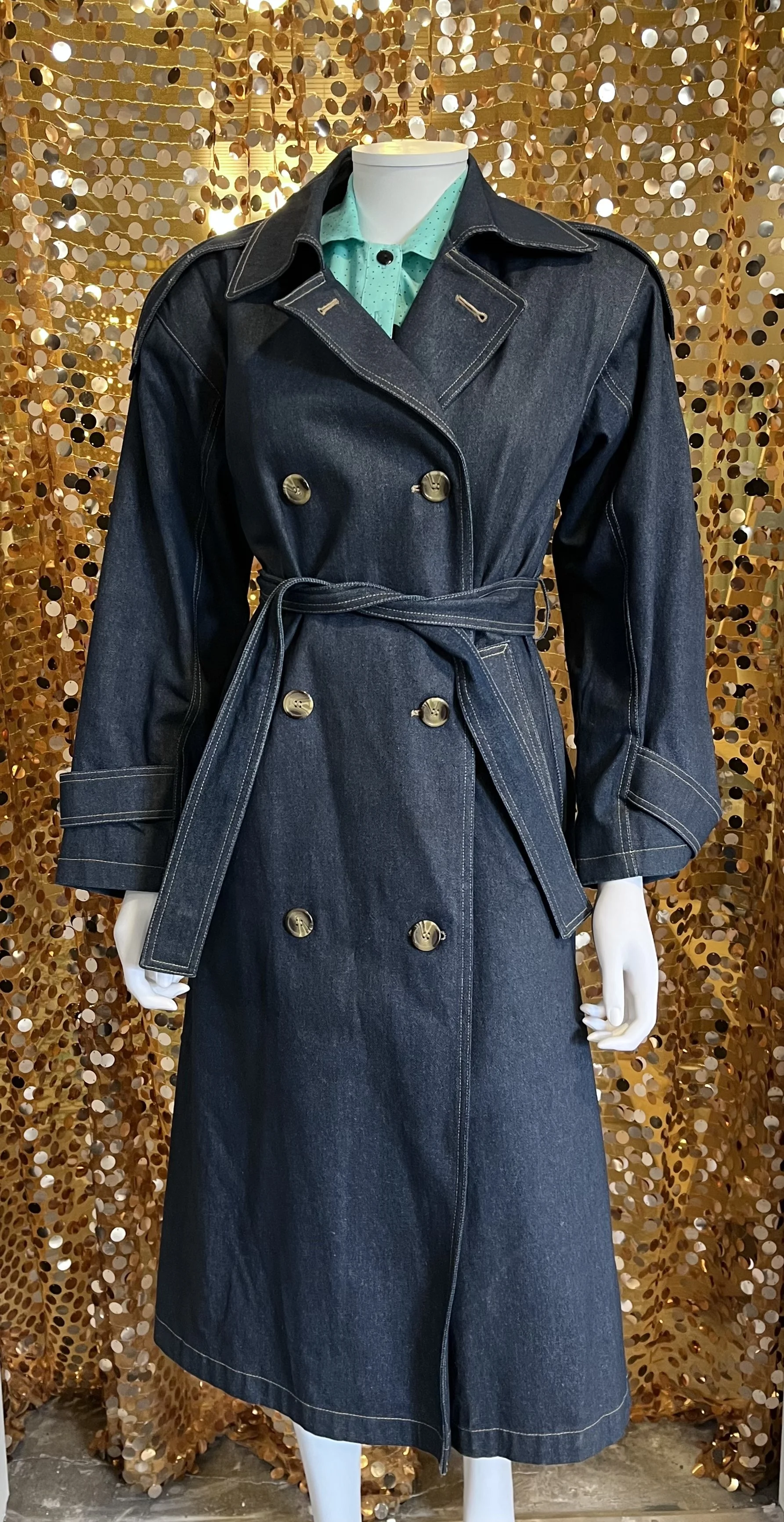 Vintage Denim Trench Coat