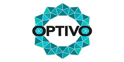 Optivo logo with a blue geometric circular design