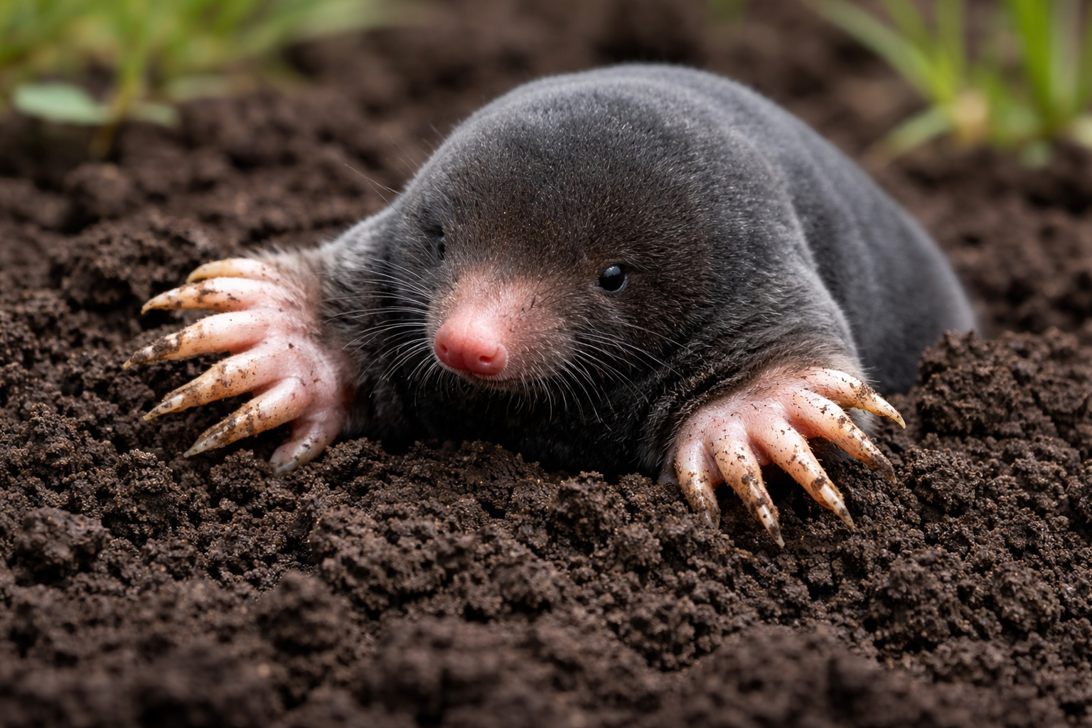 coast mole emerging from soil