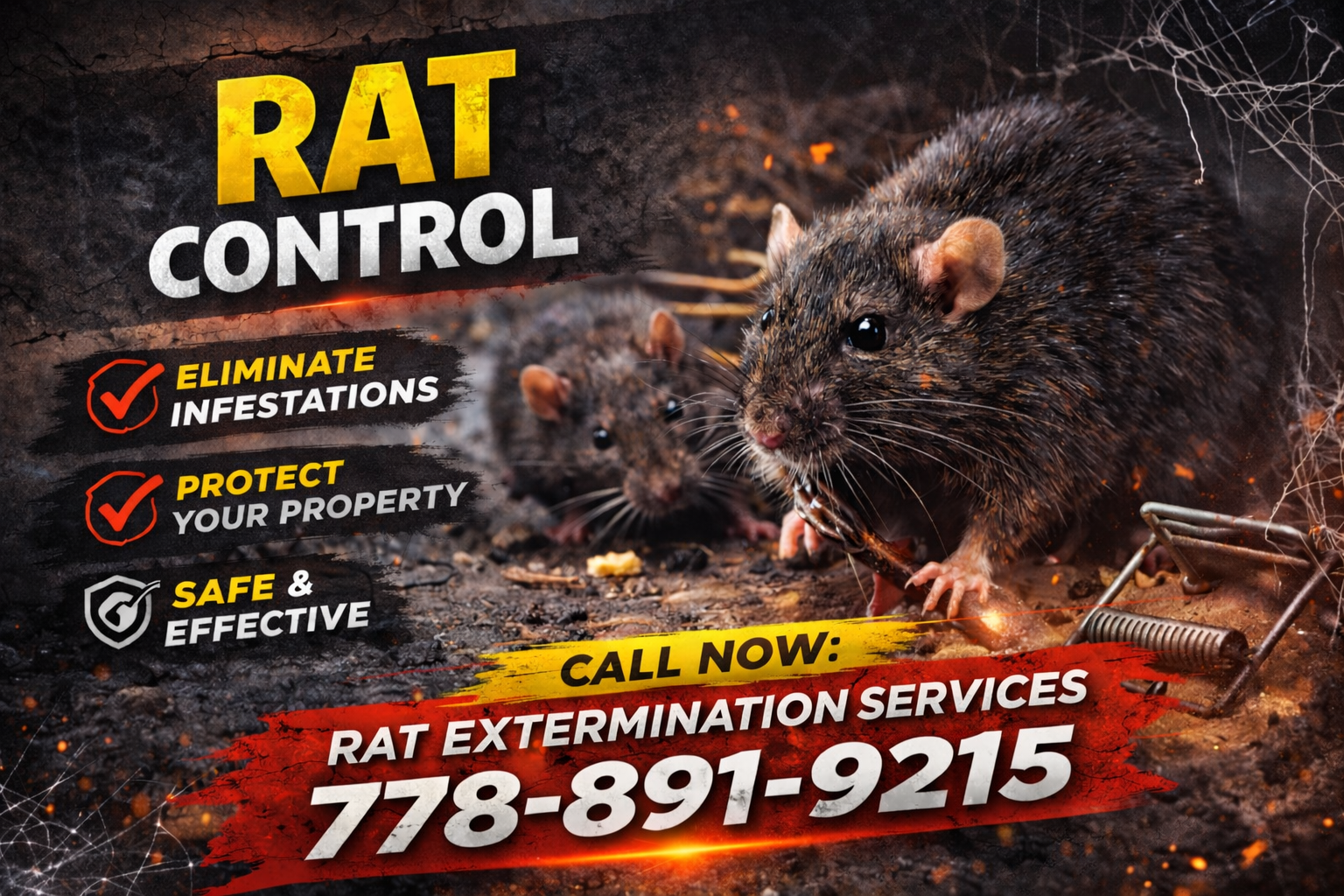 For rat control call ideal pest control at 778-891-9215