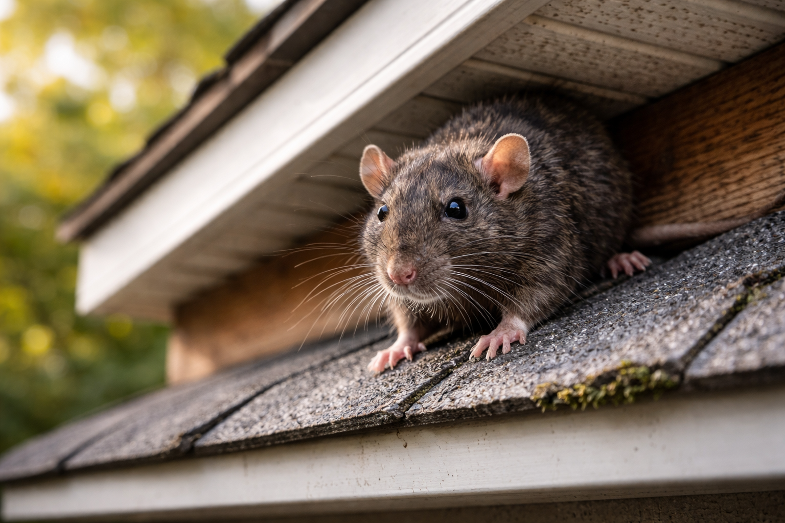 Rat on roofline of home
