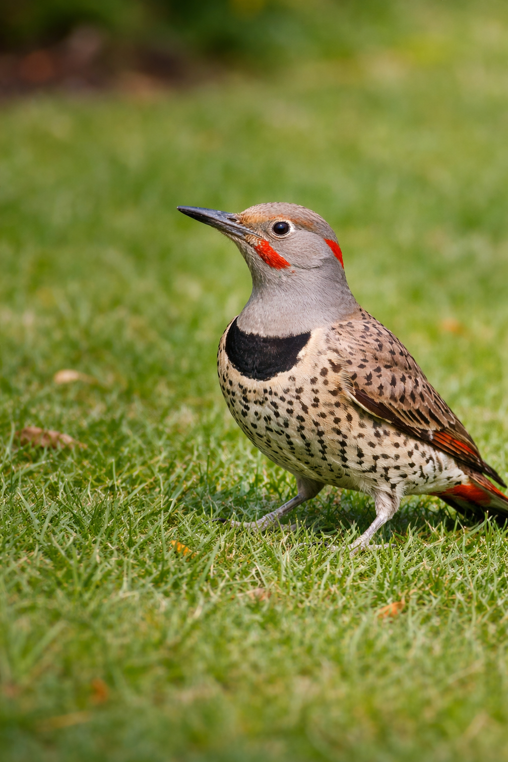 northern flicker woodpecker on grass