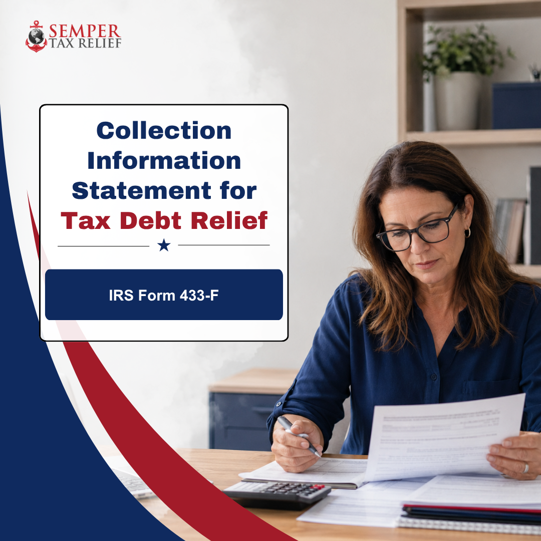IRS Form 433-F: Collection Information Statement for Tax Debt Relief