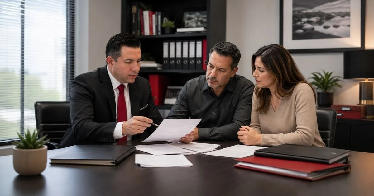 Tax professionals reviewing IRS tax debt resolution options with a client in an office conference room