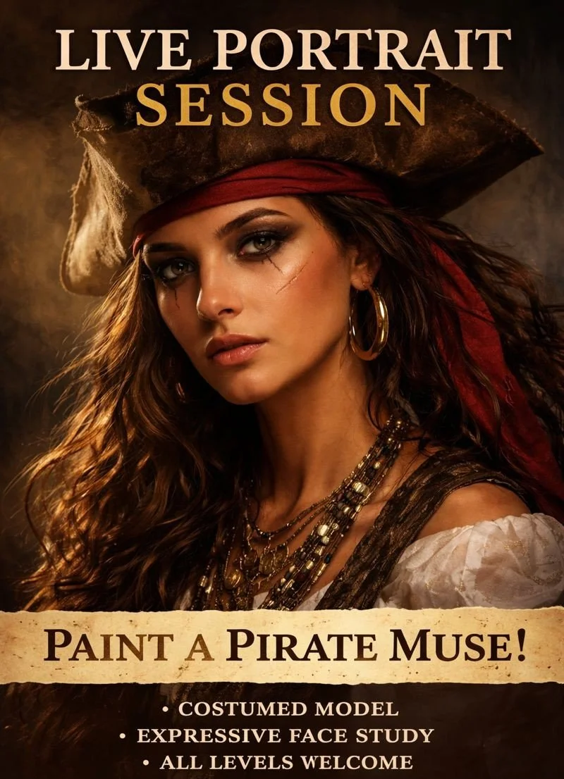 LIIVE MODEL Portrait Painting Session- Dr Canvas Studio Pooler July 12th 6pm