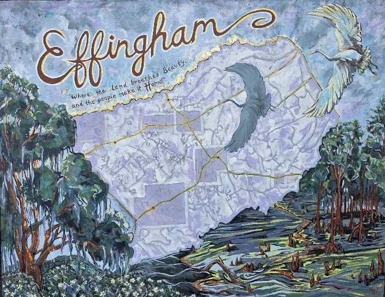 Large Mural piece for the Effingham Herald Building. Can be viewed at their location in Rincon GA