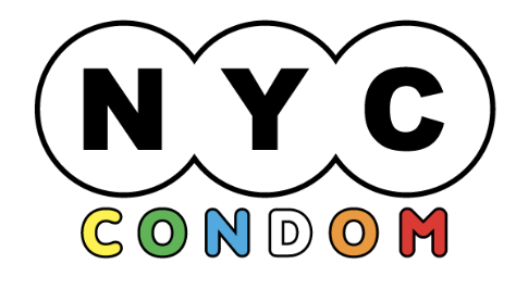 NYC logo above the word CONDOM in colorful letters.