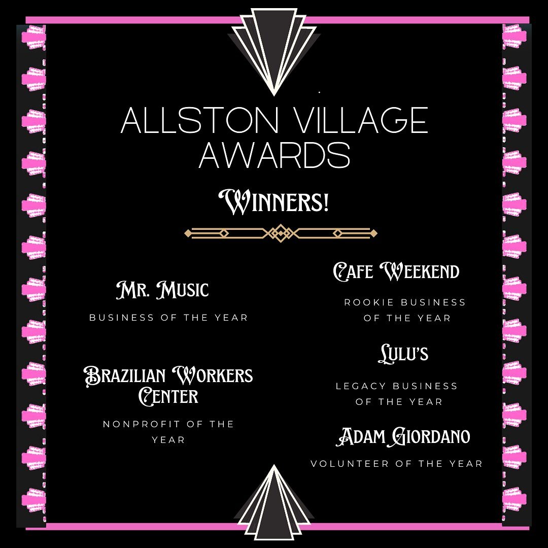 Massive congratulations to our winners at this year&rsquo;s Allston Village Awards!! It was an awesome night and we can&rsquo;t wait to do it all again next year!🥂