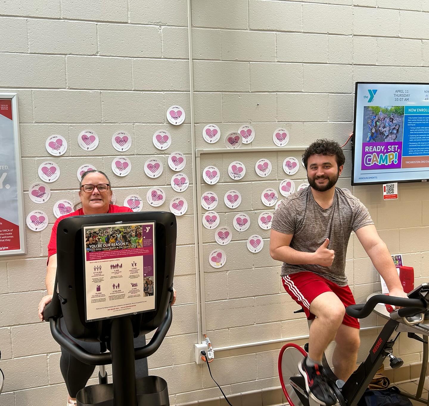 Before and after our hour in cycle jail. AVMS and @brightonmainstreets teamed up to raise money for the @ymca_oaksquare after school programming! Head to their page to donate!