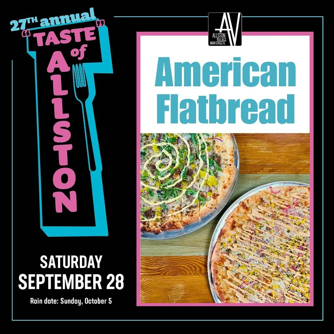 Fresh, wood fired pizza from American Flatbread Company?
Yes please!🙋🏻&zwj;♀️ 
Come have a slice (or 3&hellip;) at Taste of Allston on September 28th, 1-4 pm at the Jackson Mann Plaza🍕🍕🍕