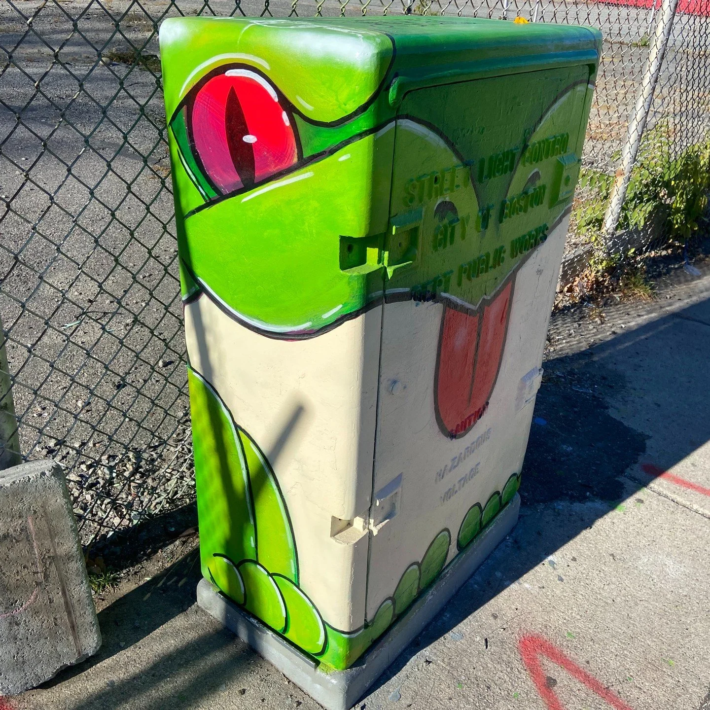 This fall has been a busy one for our &quot;Art Box&quot; program in which amazing local artists beautify utility boxes in Allston Village.
Today we want to highlight this funky new Art Box painted by @narvicto !
The design brings some much needed &q