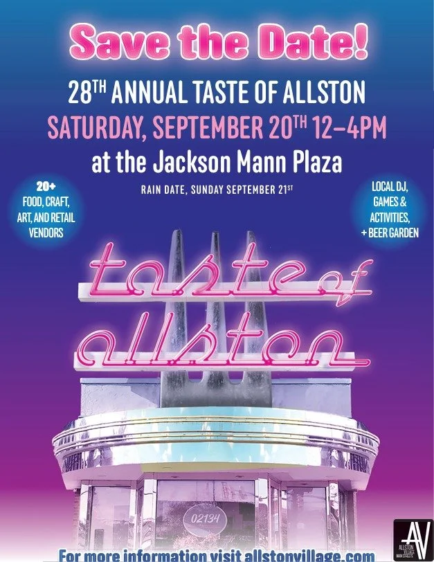 Mark your calendars 🍕🍔🍻👀

The Taste of Allston is back on September 20th!
