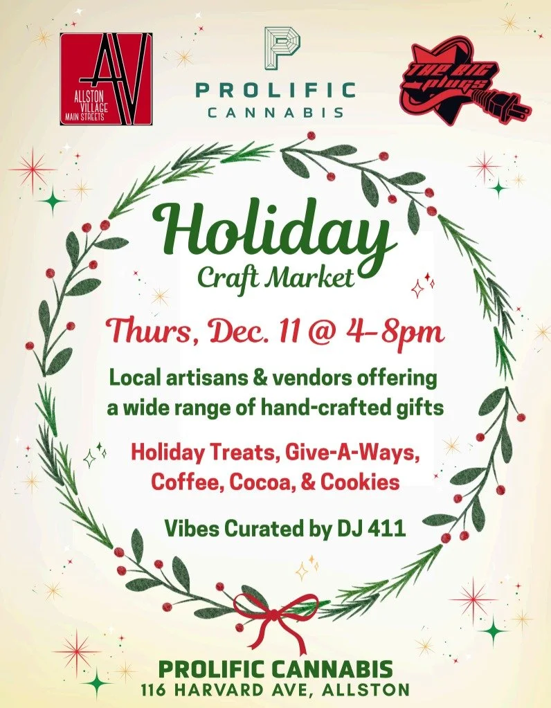 Struggling to figure out what to get your family or friends for the holidays? Come to @prolific.cannabis on December 11th to browse local art, clothes, jewelry and more! Snacks, drinks music and more, all free!