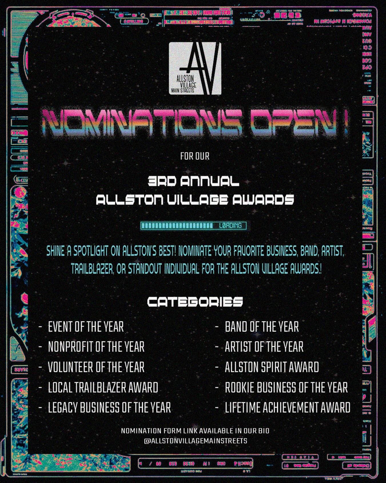 NOMINATE YOUR FAVORITE PERSON PLACE OR THING IN ALLSTON!

We are back with our 3rd annual Allston Village Awards where we celebrate the best of Allston over the past year. 

We&rsquo;d like your help with nominating your favorite new business, the be
