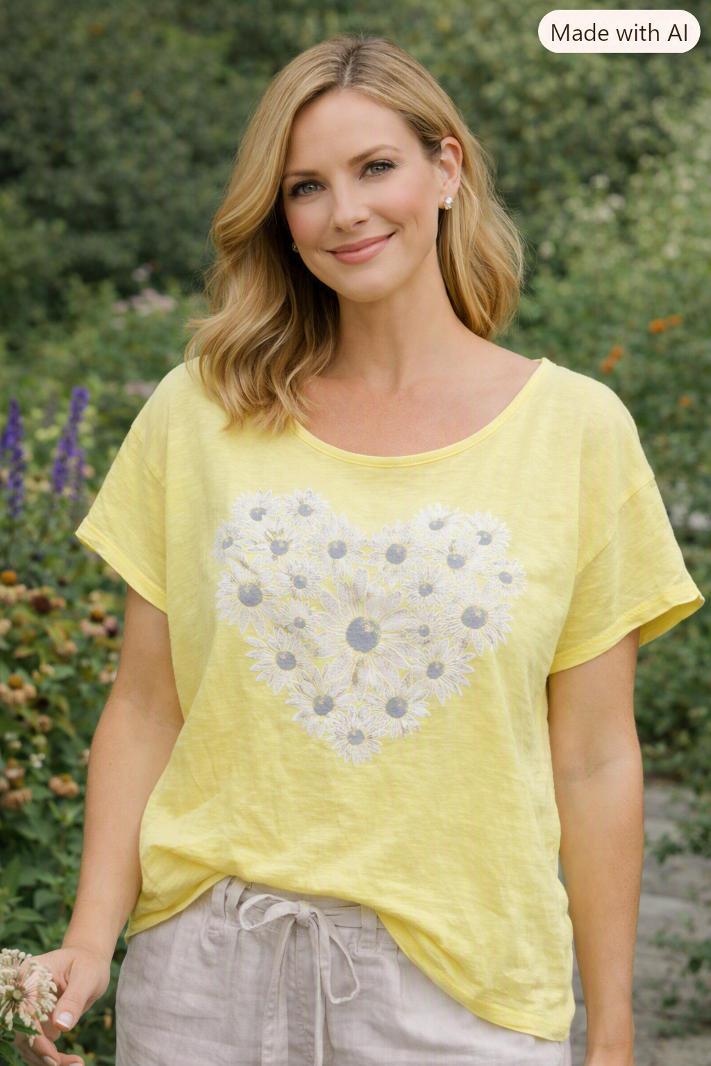 Heart of Flowers Top - Soft Yellow
