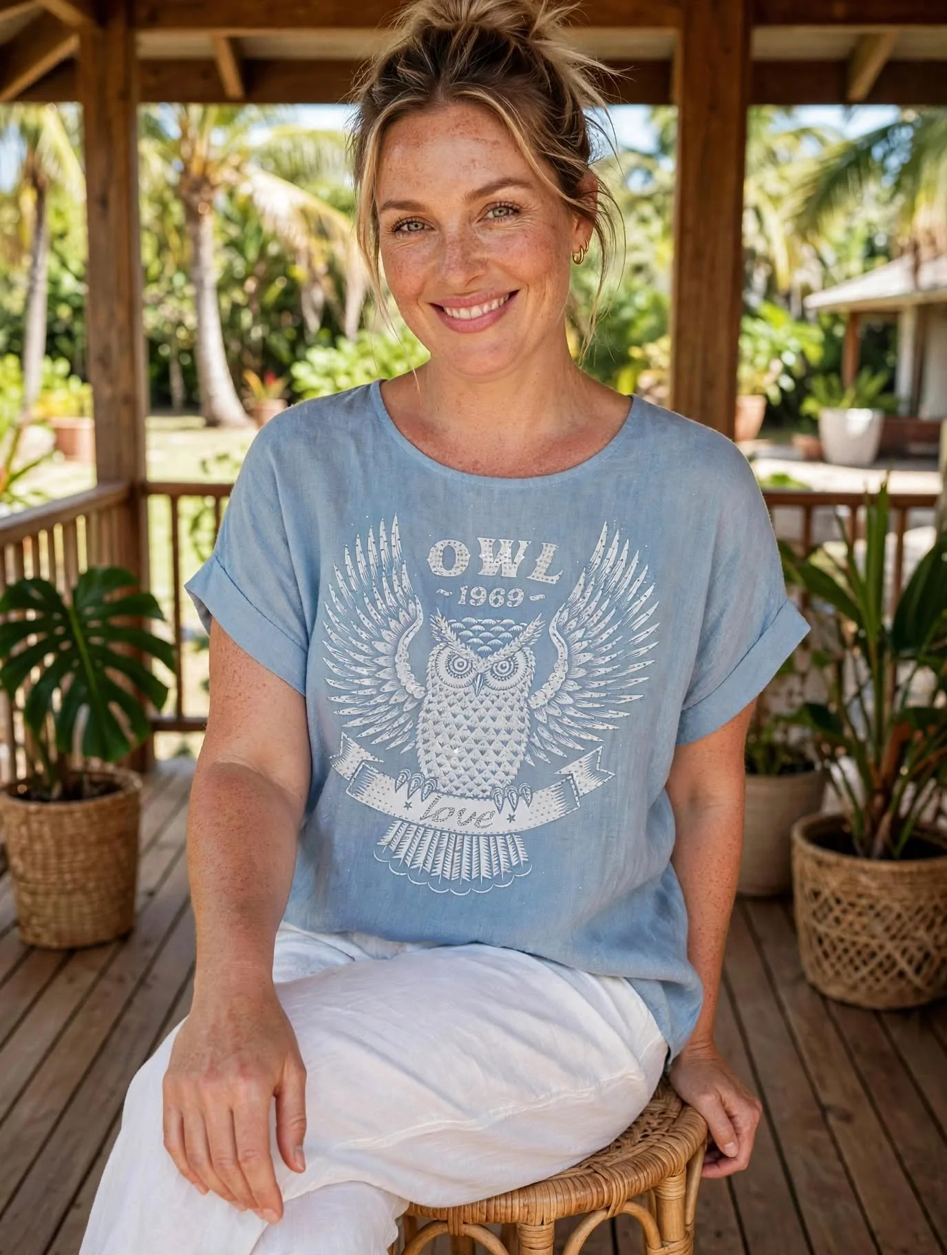 Owl Top - Blue