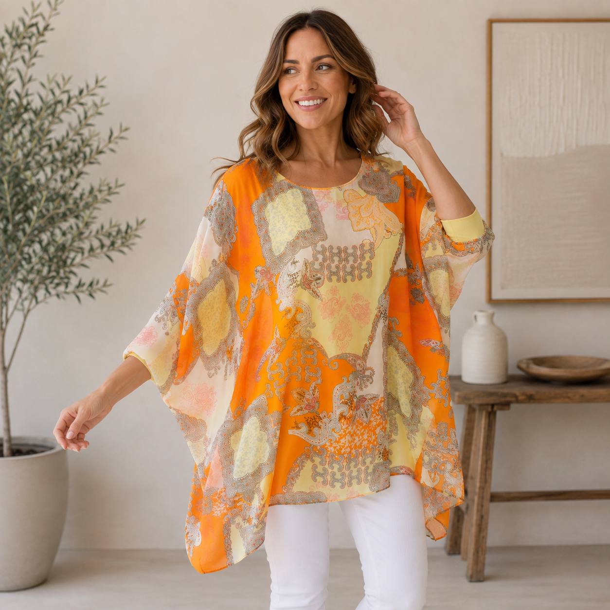 Digital Print Tunic - Orange