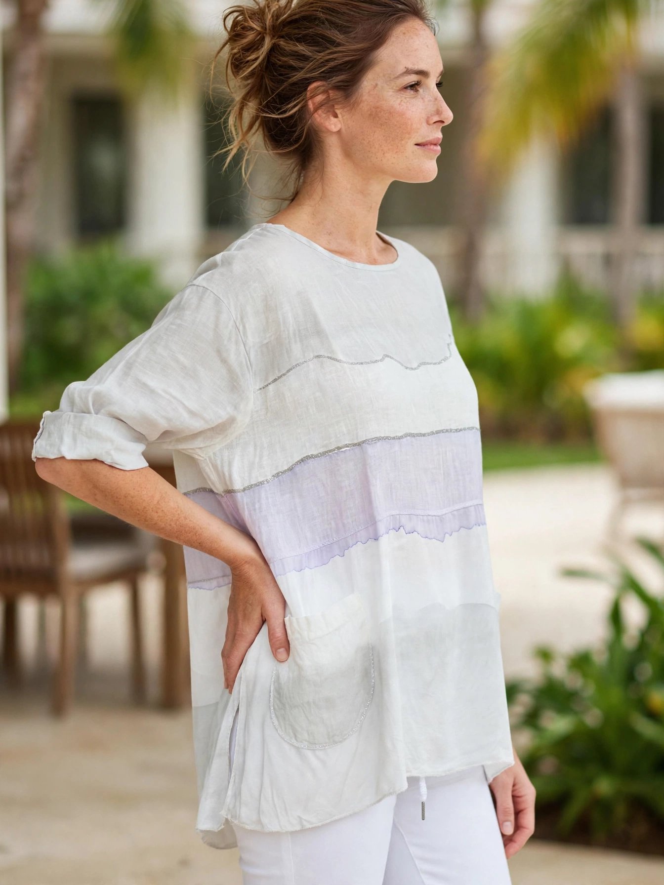 Tri Colour Top - Grey & Lavender