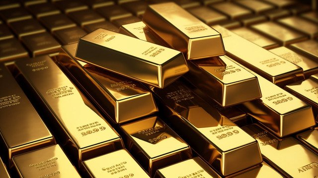 Gold bars stacked on a keyboard.