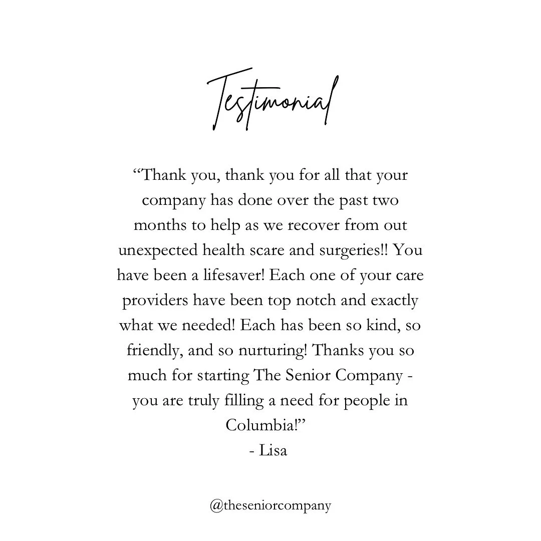 We&rsquo;re proud to provide care you can count on. Here&rsquo;s a recent testimonial from a family we&rsquo;ve had the honor to support!

#theseniorcompany #alwaysthere #seniorcare #careforothers #elderlycare #seniorcitizen #seniorcaregiving #inhome