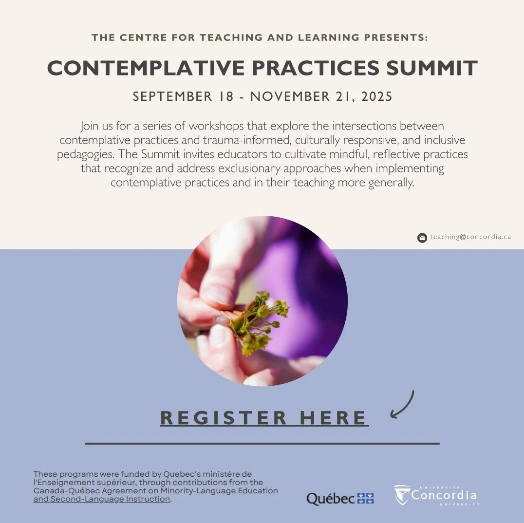 Contemplative Arts and Belonging tomorrow morning as part of the Contemplative Practices Summit at Concordia University, organized by the Centre for Teaching and Learning.  There are many more inspiring sessions to come. Check it out!

https://www.co