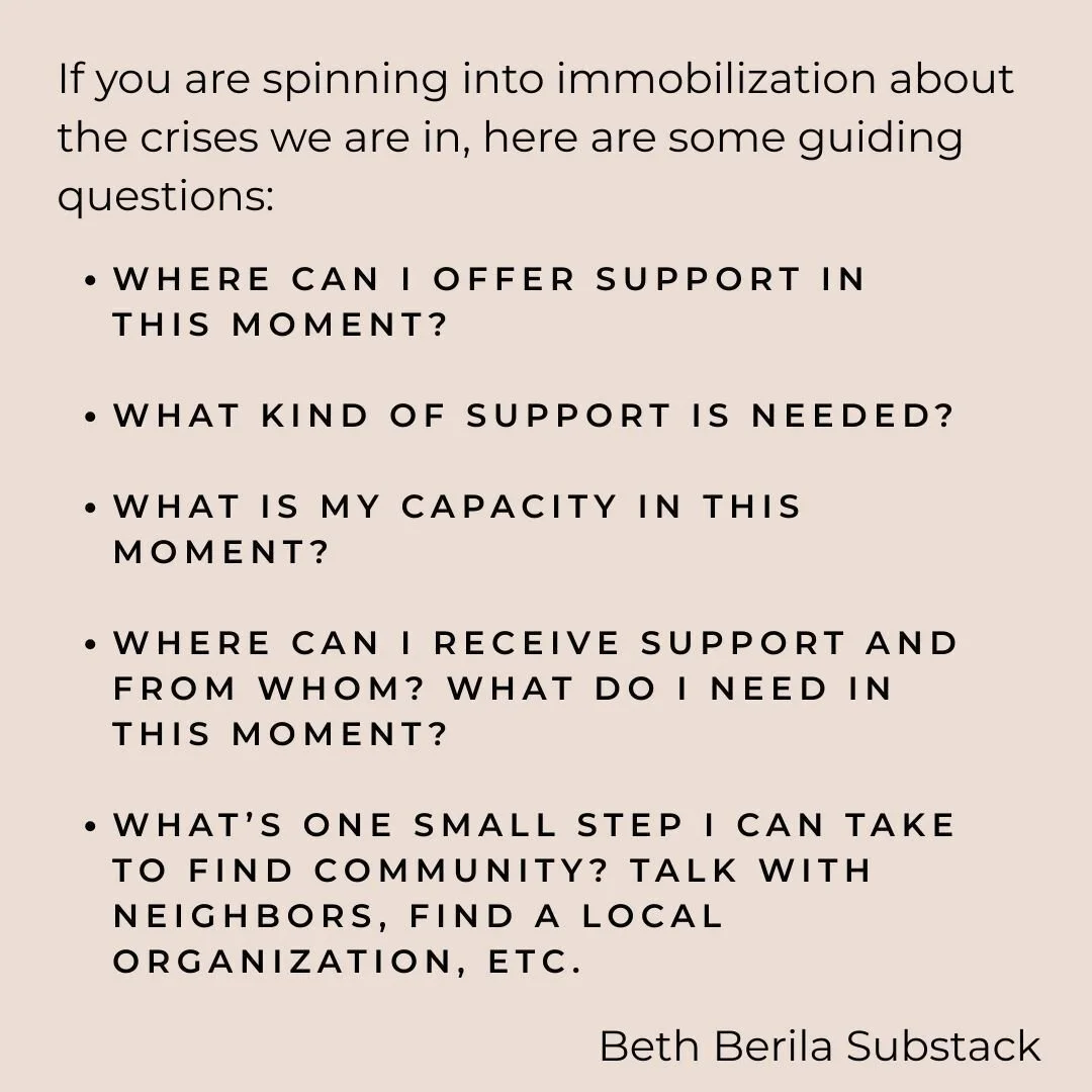 There are so many crises right now. Probably like many of you, I am wondering how to meet them effectively. Just when I think I know, another crisis hits, another community is targeted with cruel harm.  It&rsquo;s easy to get overwhelmed and start sp