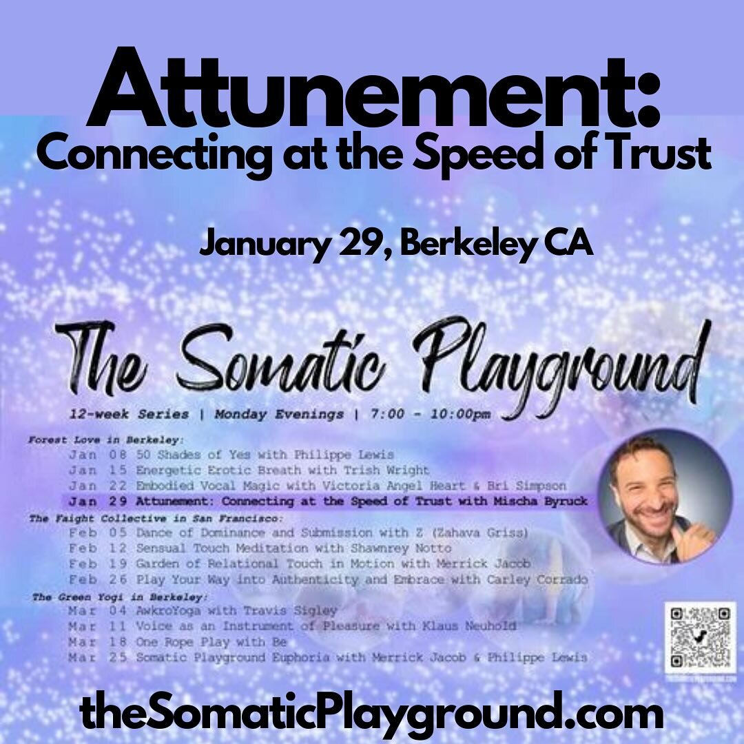 Offered with the incredible @merrickj_ and @exquisiteheartlove as part of their awesome Somatic Playground series, this workshop will offer a juicy, embodied opportunity to practice the exquisite skills of attunement and awareness of others&rsquo; en