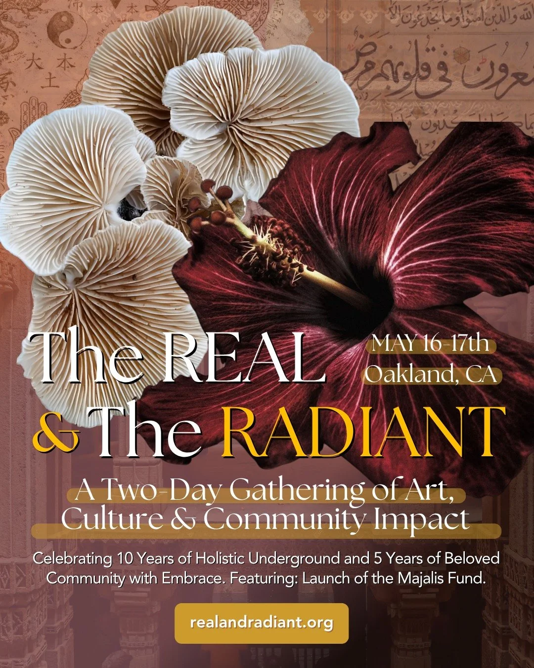 Something special is coming to Oakland and I want you there.
The Real &amp; The Radiant, May 17 at Oakstop California Ballroom &mdash; a community revival celebrating 5 years of @embracecommunity_ and 10 years of @holisticunderground. But it is about