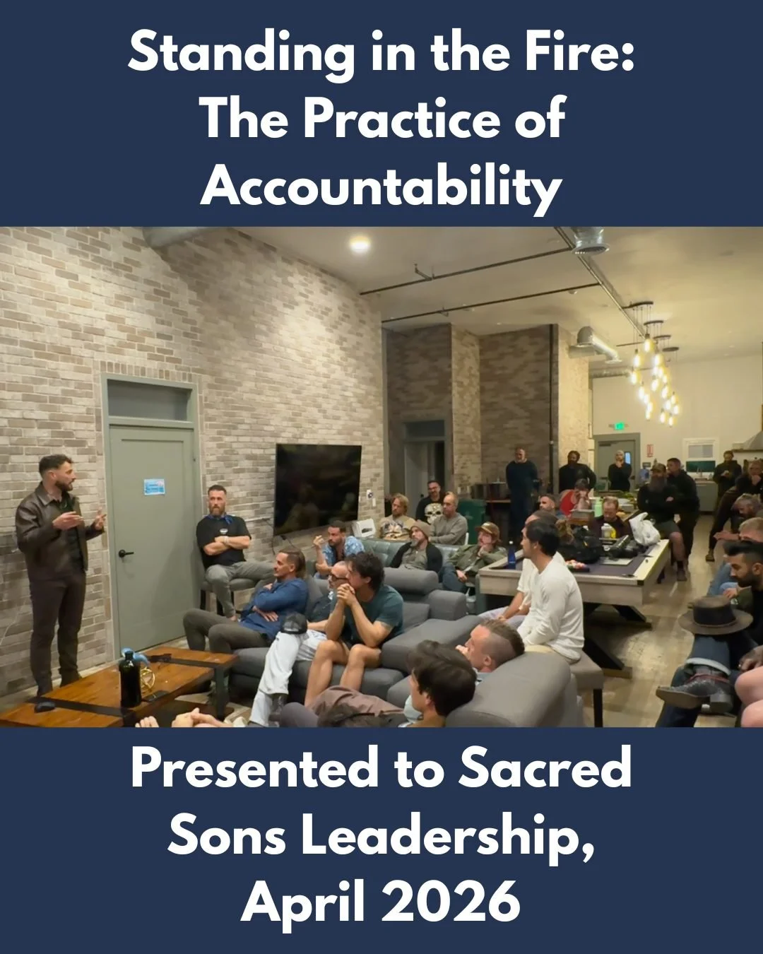 Standing in the fire of accountability, together, as a team, and as a brotherhood.
Thank you @sacredsons for inviting me to speak to our leadership before our first Summit event on the steps of accountability, the practice of restoring integrity, and