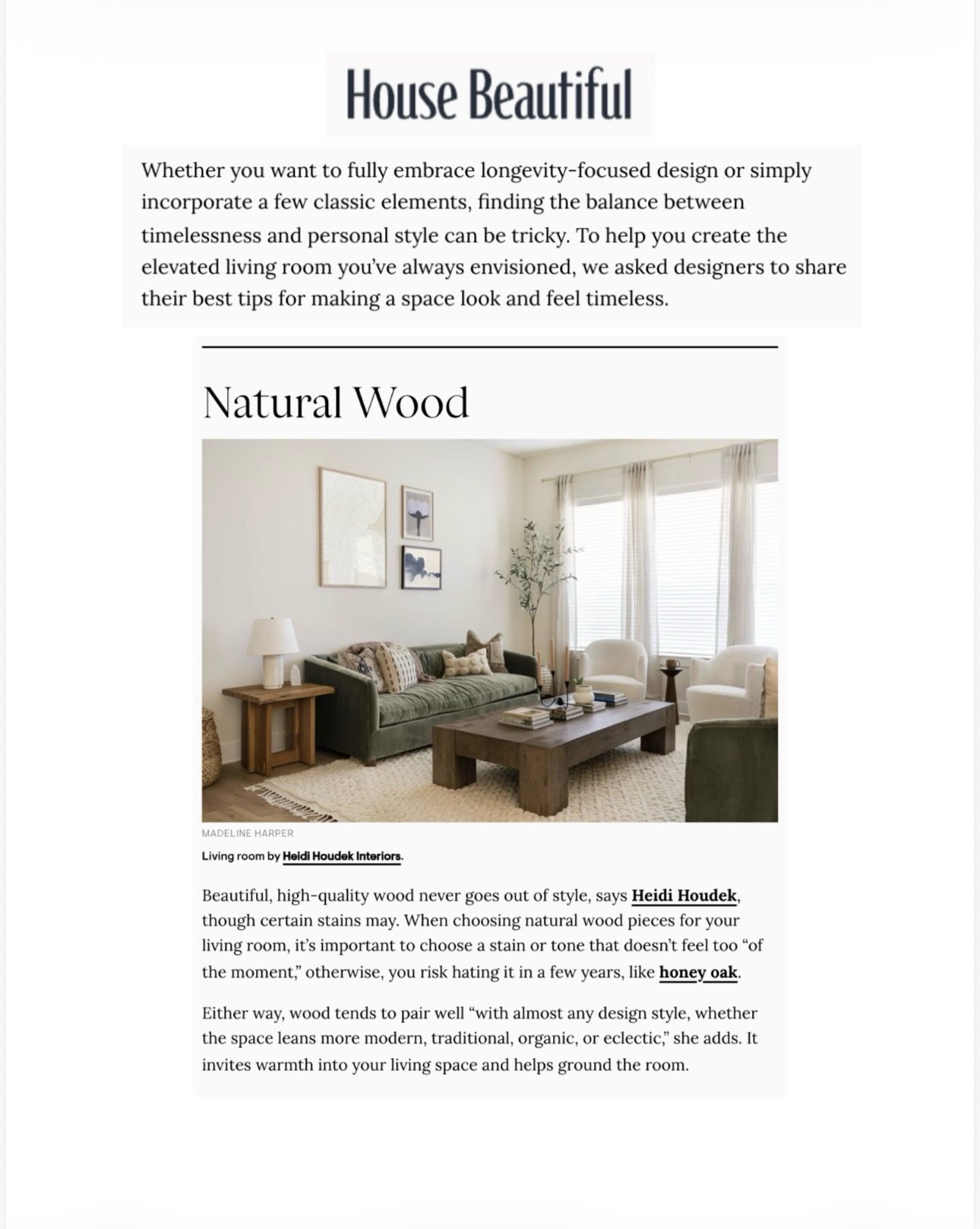 So thrilled to be included in House Beautiful&rsquo;s article &ldquo;12 Designer-Approved Features That Make Your Living Room Look Timeless.&rdquo; Such an honor to share what timeless design means to me alongside so many talented designers. @housebe