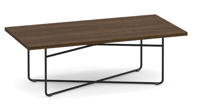Rectangular Laminate Coffee Table with Black Rod Base