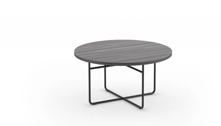 Round Laminate Coffee Table with Black Rod Base