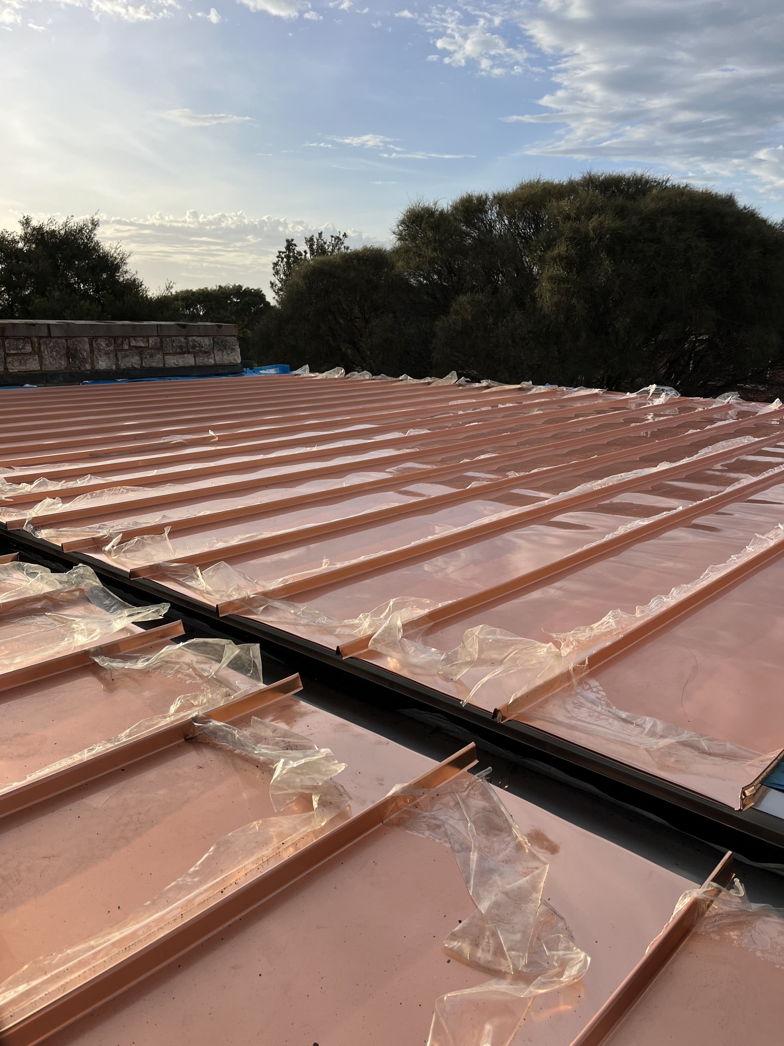 Copper roof restoration at St Marys Star of the Sea church by M Metal Roofing & Plumbing Group