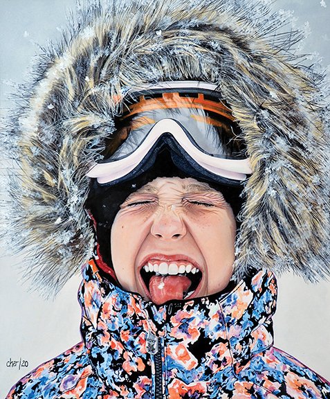 Cher Pruys, "Catching Snowflakes," acrylic