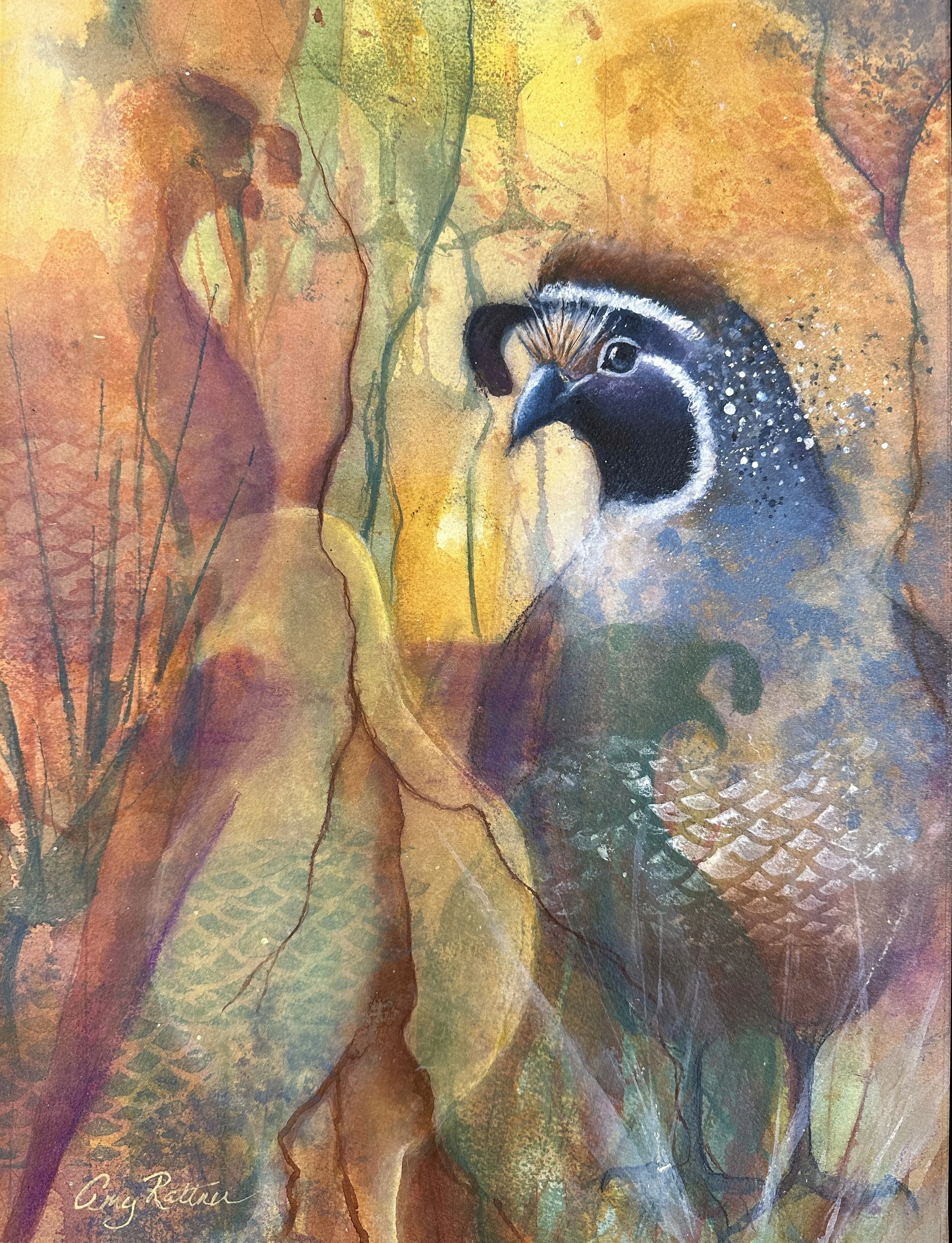Amy Rattner, "Quail Covey," acrylic inks