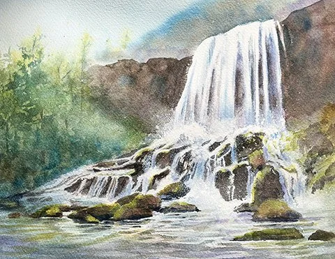 Adele Partington
"Spring Waterfall,"  watercolor