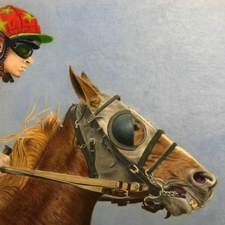 Rochelle Oberholser, "Crossing the Line," colored pencil