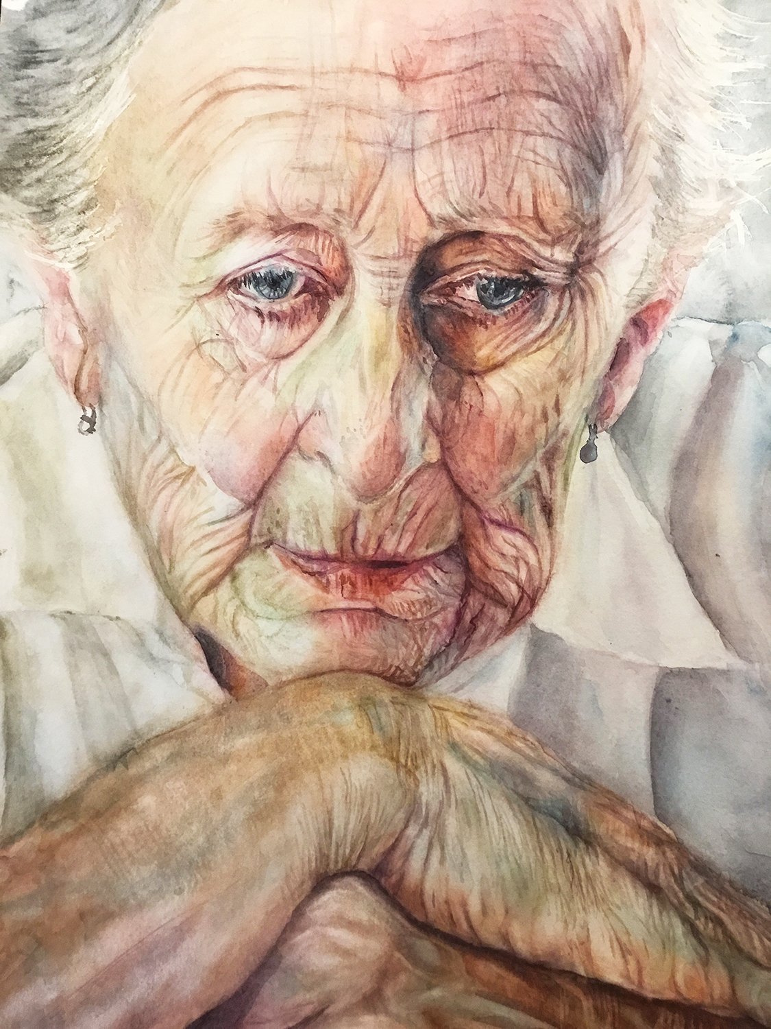 Han In Wong, "Contemplation," watercolor