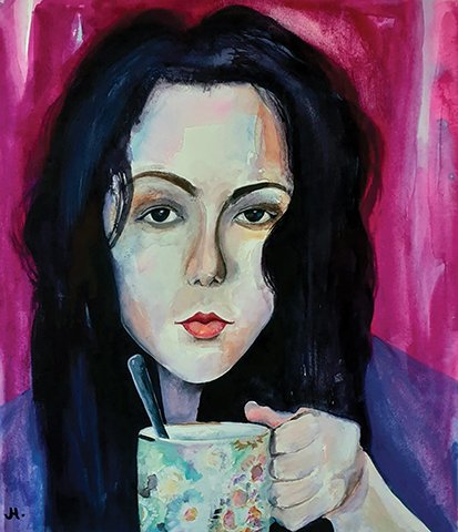 Jane Hay, "V and Tea," watercolor