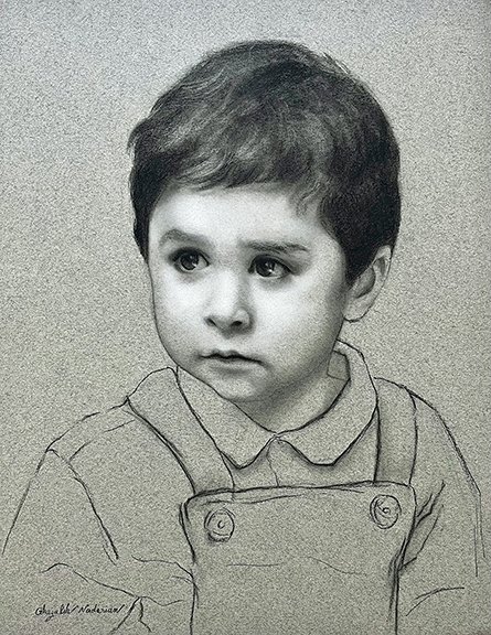 Ghazaleh Naderian, "Lovely Gaze," charcoal