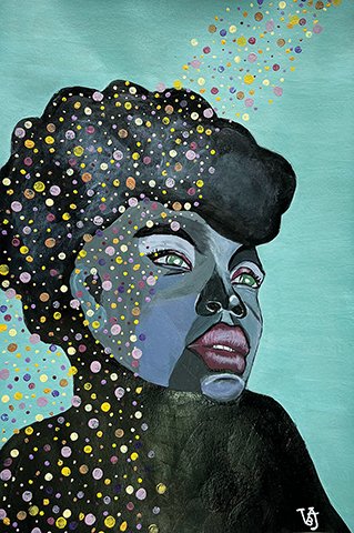 Virginie Bergar, "Dreaming on a Starry Night," acrylic