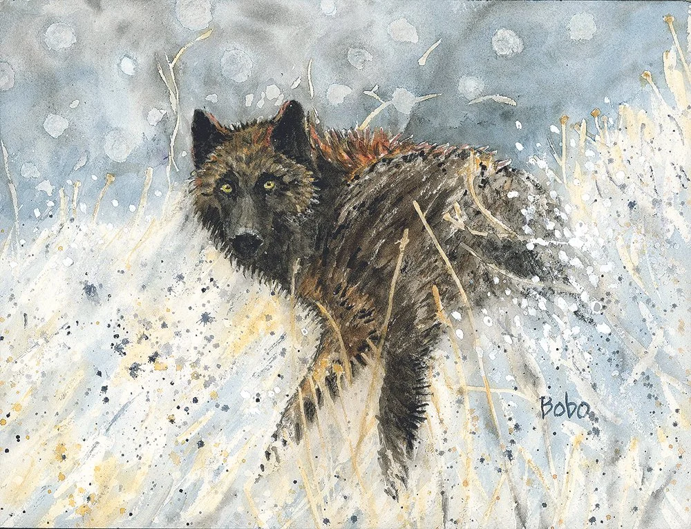 Honorable Mention: Betty Bobo
"Wolf of Yellowstone," watercolor