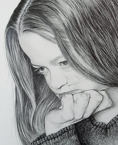 Heather Butler, "The Thinker," graphite