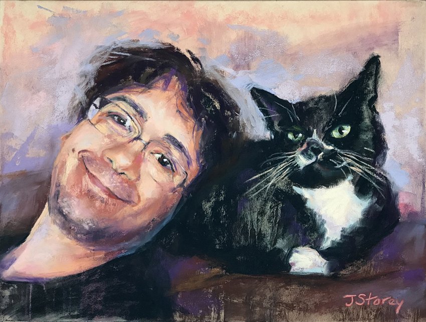 Jill Storey, "Joel and Inky II," pastel